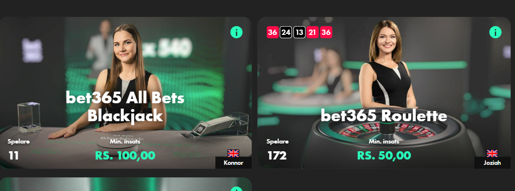 Populära spel hos Bet365 casino